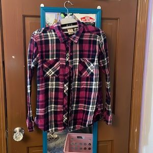 dark pink white and black flannel